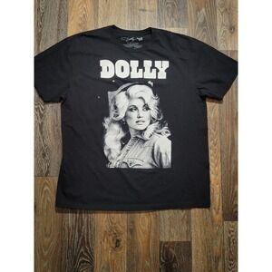 Dolly Parton Graphic T-Shirt Black Cotton Portrait Country Music Tee XL